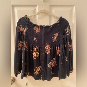 OFF THE SHOULDERS floral long sleeve top!